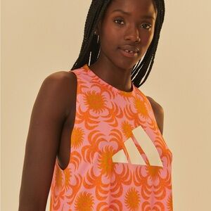 NWT Farm Rio/Adidas Palm Flower Pink Trn Tank (Size M)